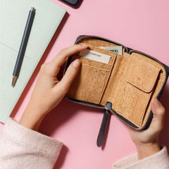 CORKOR RFID Square Zip Wallet